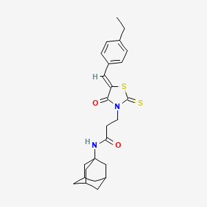 molecular formula C25H30N2O2S2 B2812269 N-(ADAMANTAN-1-YL)-3-[(5Z)-5-[(4-ETHYLPHENYL)METHYLIDENE]-4-OXO-2-SULFANYLIDENE-1,3-THIAZOLIDIN-3-YL]PROPANAMIDE CAS No. 356572-71-9