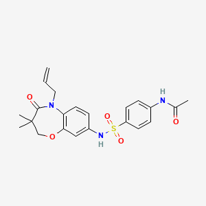 molecular formula C22H25N3O5S B2812272 N-(4-(N-(5-allyl-3,3-dimethyl-4-oxo-2,3,4,5-tetrahydrobenzo[b][1,4]oxazepin-8-yl)sulfamoyl)phenyl)acetamide CAS No. 921991-26-6