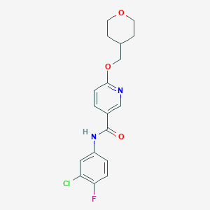 molecular formula C18H18ClFN2O3 B2812295 N-(3-chloro-4-fluorophenyl)-6-[(oxan-4-yl)methoxy]pyridine-3-carboxamide CAS No. 2034616-50-5