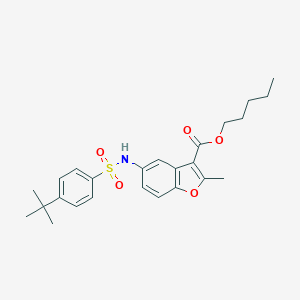 molecular formula C25H31NO5S B281231 PENTYL 5-(4-TERT-BUTYLBENZENESULFONAMIDO)-2-METHYL-1-BENZOFURAN-3-CARBOXYLATE 