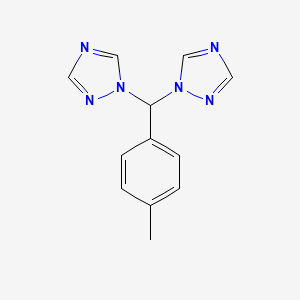 molecular formula C12H12N6 B2812315 1-[(4-Methylphenyl)(1H-1,2,4-triazol-1-yl)methyl]-1H-1,2,4-triazole CAS No. 305851-35-8