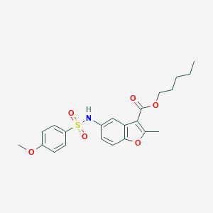 molecular formula C22H25NO6S B281233 PENTYL 5-(4-METHOXYBENZENESULFONAMIDO)-2-METHYL-1-BENZOFURAN-3-CARBOXYLATE 