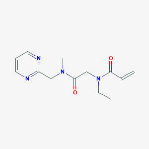 molecular formula C13H18N4O2 B2812404 N-Ethyl-N-[2-[methyl(pyrimidin-2-ylmethyl)amino]-2-oxoethyl]prop-2-enamide CAS No. 2361728-54-1
