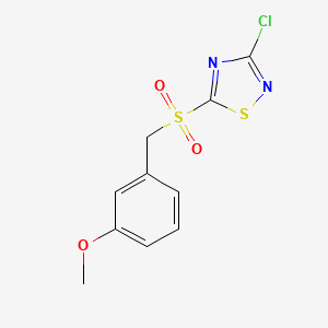 molecular formula C10H9ClN2O3S2 B2812412 3-Chloro-5-(3-methoxybenzylsulfonyl)-1,2,4-thiadiazole CAS No. 845879-23-4