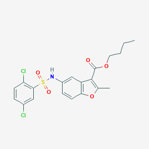 molecular formula C20H19Cl2NO5S B281242 BUTYL 5-(2,5-DICHLOROBENZENESULFONAMIDO)-2-METHYL-1-BENZOFURAN-3-CARBOXYLATE 