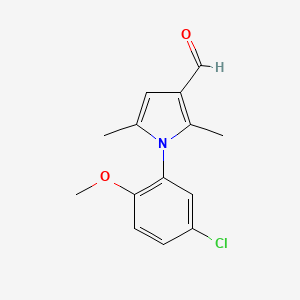 molecular formula C14H14ClNO2 B2812429 1-(5-chloro-2-methoxyphenyl)-2,5-dimethyl-1H-pyrrole-3-carbaldehyde CAS No. 426221-04-7