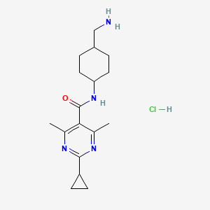 molecular formula C17H27ClN4O B2812449 N-[4-(Aminomethyl)cyclohexyl]-2-cyclopropyl-4,6-dimethylpyrimidine-5-carboxamide;hydrochloride CAS No. 2418660-89-4