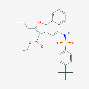 molecular formula C28H31NO5S B281246 ETHYL 5-(4-TERT-BUTYLBENZENESULFONAMIDO)-2-PROPYLNAPHTHO[1,2-B]FURAN-3-CARBOXYLATE 