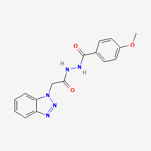 molecular formula C16H15N5O3 B2812460 N'-[2-(1H-1,2,3-Benzotriazol-1-yl)acetyl]-4-methoxybenzohydrazide CAS No. 306990-69-2