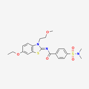 molecular formula C21H25N3O5S2 B2812470 4-(dimethylsulfamoyl)-N-[(2Z)-6-ethoxy-3-(2-methoxyethyl)-2,3-dihydro-1,3-benzothiazol-2-ylidene]benzamide CAS No. 865161-82-6