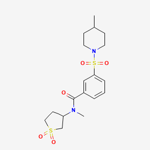 molecular formula C18H26N2O5S2 B2812471 N-(1,1-dioxidotetrahydro-3-thienyl)-N-methyl-3-[(4-methyl-1-piperidinyl)sulfonyl]benzamide CAS No. 701246-97-1