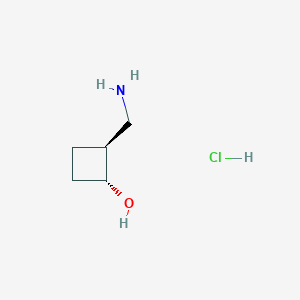 molecular formula C5H12ClNO B2812472 (1R,2S)-2-(Aminomethyl)cyclobutan-1-ol;hydrochloride CAS No. 2445749-47-1