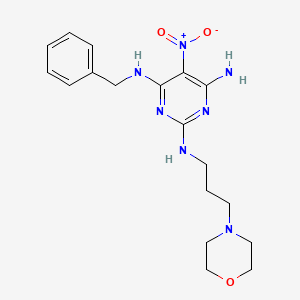 molecular formula C18H25N7O3 B2812477 N4-BENZYL-N2-[3-(MORPHOLIN-4-YL)PROPYL]-5-NITROPYRIMIDINE-2,4,6-TRIAMINE CAS No. 836638-79-0