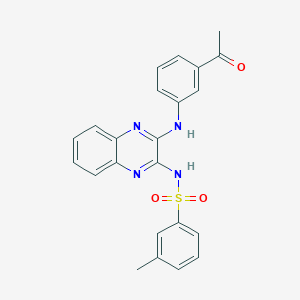 molecular formula C23H20N4O3S B2812516 N-(3-((3-acetylphenyl)amino)quinoxalin-2-yl)-3-methylbenzenesulfonamide CAS No. 568557-23-3