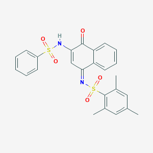 molecular formula C25H22N2O5S2 B281253 N-[(1Z)-3-BENZENESULFONAMIDO-4-OXO-1,4-DIHYDRONAPHTHALEN-1-YLIDENE]-2,4,6-TRIMETHYLBENZENE-1-SULFONAMIDE 