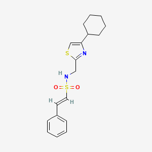 (E)-N-((4-cyclohexylthiazol-2-yl)methyl)-2-phenylethenesulfonamide
