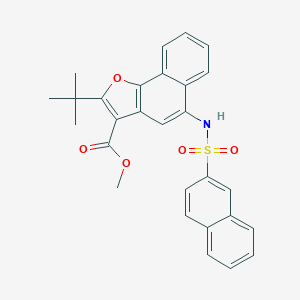 molecular formula C28H25NO5S B281254 METHYL 2-TERT-BUTYL-5-(NAPHTHALENE-2-SULFONAMIDO)NAPHTHO[1,2-B]FURAN-3-CARBOXYLATE 