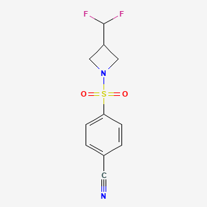 molecular formula C11H10F2N2O2S B2812575 4-((3-(Difluoromethyl)azetidin-1-yl)sulfonyl)benzonitrile CAS No. 2309729-86-8