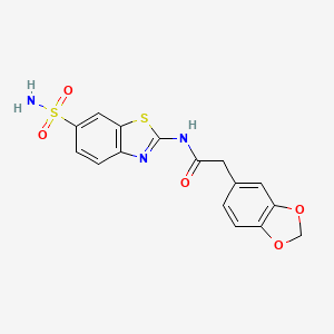 molecular formula C16H13N3O5S2 B2812580 2-(benzo[d][1,3]dioxol-5-yl)-N-(6-sulfamoylbenzo[d]thiazol-2-yl)acetamide CAS No. 922555-65-5