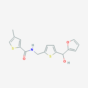 molecular formula C16H15NO3S2 B2812590 N-((5-(furan-2-yl(hydroxy)methyl)thiophen-2-yl)methyl)-4-methylthiophene-2-carboxamide CAS No. 1795303-01-3