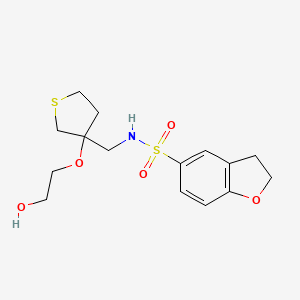 molecular formula C15H21NO5S2 B2812595 N-((3-(2-hydroxyethoxy)tetrahydrothiophen-3-yl)methyl)-2,3-dihydrobenzofuran-5-sulfonamide CAS No. 2320889-91-4