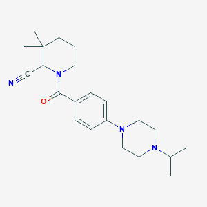 3,3-Dimethyl-1-[4-(4-propan-2-ylpiperazin-1-yl)benzoyl]piperidine-2-carbonitrile