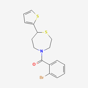 molecular formula C16H16BrNOS2 B2812612 4-(2-bromobenzoyl)-7-(thiophen-2-yl)-1,4-thiazepane CAS No. 1704636-48-5