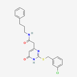 2-(2-((3-chlorobenzyl)thio)-6-oxo-1,6-dihydropyrimidin-4-yl)-N-(3-phenylpropyl)acetamide