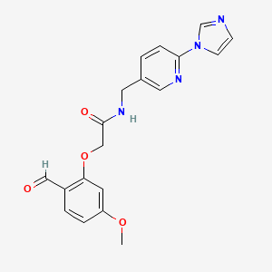 2-(2-Formyl-5-methoxyphenoxy)-N-[(6-imidazol-1-ylpyridin-3-yl)methyl]acetamide