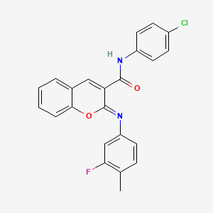 molecular formula C23H16ClFN2O2 B2812630 (2Z)-N-(4-chlorophenyl)-2-[(3-fluoro-4-methylphenyl)imino]-2H-chromene-3-carboxamide CAS No. 1327170-00-2