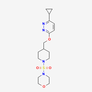 molecular formula C17H26N4O4S B2812696 4-[(4-{[(6-Cyclopropylpyridazin-3-yl)oxy]methyl}piperidin-1-yl)sulfonyl]morpholine CAS No. 2309189-15-7