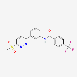 molecular formula C19H14F3N3O3S B2812699 N-(3-(6-(methylsulfonyl)pyridazin-3-yl)phenyl)-4-(trifluoromethyl)benzamide CAS No. 897614-17-4