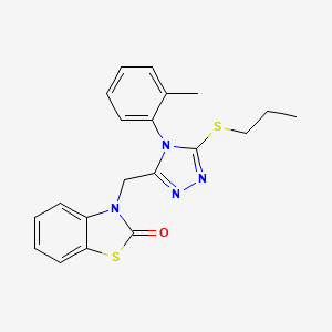 molecular formula C20H20N4OS2 B2812732 3-{[4-(2-methylphenyl)-5-(propylsulfanyl)-4H-1,2,4-triazol-3-yl]methyl}-2,3-dihydro-1,3-benzothiazol-2-one CAS No. 847402-69-1