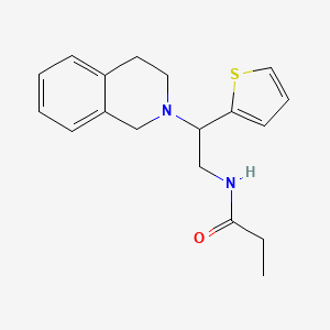 molecular formula C18H22N2OS B2812747 N-(2-(3,4-dihydroisoquinolin-2(1H)-yl)-2-(thiophen-2-yl)ethyl)propionamide CAS No. 903326-73-8