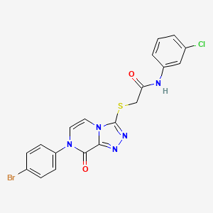 molecular formula C19H13BrClN5O2S B2812767 2-{[7-(4-bromophenyl)-8-oxo-7H,8H-[1,2,4]triazolo[4,3-a]pyrazin-3-yl]sulfanyl}-N-(3-chlorophenyl)acetamide CAS No. 1224006-33-0