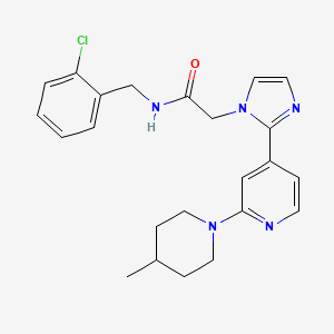 molecular formula C23H26ClN5O B2812769 N-[(2-chlorophenyl)methyl]-2-{2-[2-(4-methylpiperidin-1-yl)pyridin-4-yl]-1H-imidazol-1-yl}acetamide CAS No. 1251606-37-7