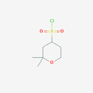 molecular formula C7H13ClO3S B2812780 2,2-Dimethyloxane-4-sulfonyl chloride CAS No. 1341861-77-5