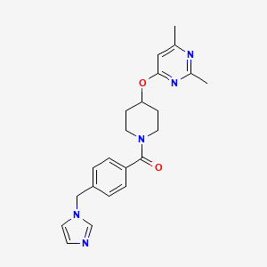 molecular formula C22H25N5O2 B2812781 4-[(1-{4-[(1H-imidazol-1-yl)methyl]benzoyl}piperidin-4-yl)oxy]-2,6-dimethylpyrimidine CAS No. 2034252-31-6