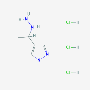 4-(1-hydrazinylethyl)-1-methyl-1H-pyrazole trihydrochloride