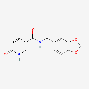 molecular formula C14H12N2O4 B2812807 N-[(2H-1,3-benzodioxol-5-yl)methyl]-6-hydroxypyridine-3-carboxamide CAS No. 785812-79-5