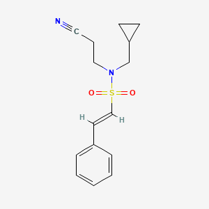 molecular formula C15H18N2O2S B2812815 (E)-N-(2-cyanoethyl)-N-(cyclopropylmethyl)-2-phenylethenesulfonamide CAS No. 1311998-29-4