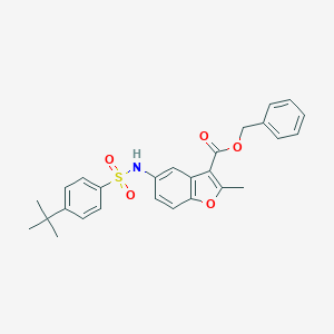 molecular formula C27H27NO5S B281282 BENZYL 5-(4-TERT-BUTYLBENZENESULFONAMIDO)-2-METHYL-1-BENZOFURAN-3-CARBOXYLATE 