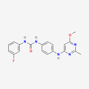 molecular formula C19H18FN5O2 B2812826 1-(3-Fluorophenyl)-3-(4-((6-methoxy-2-methylpyrimidin-4-yl)amino)phenyl)urea CAS No. 946355-95-9