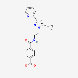 methyl 4-((2-(5-cyclopropyl-3-(pyridin-2-yl)-1H-pyrazol-1-yl)ethyl)carbamoyl)benzoate