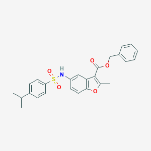 molecular formula C26H25NO5S B281283 BENZYL 2-METHYL-5-[4-(PROPAN-2-YL)BENZENESULFONAMIDO]-1-BENZOFURAN-3-CARBOXYLATE 
