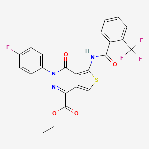 molecular formula C23H15F4N3O4S B2812834 Ethyl 3-(4-fluorophenyl)-4-oxo-5-(2-(trifluoromethyl)benzamido)-3,4-dihydrothieno[3,4-d]pyridazine-1-carboxylate CAS No. 851949-55-8