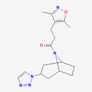 B2812835 3-(3,5-dimethyl-1,2-oxazol-4-yl)-1-[3-(1H-1,2,3-triazol-1-yl)-8-azabicyclo[3.2.1]octan-8-yl]propan-1-one CAS No. 2175979-61-8
