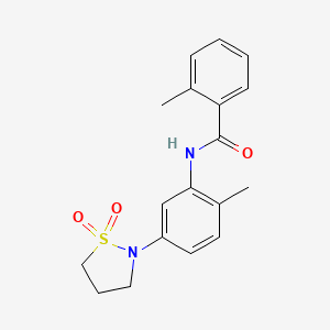 molecular formula C18H20N2O3S B2812837 N-(5-(1,1-二氧代异噻唑烷-2-基)-2-甲基苯基)-2-甲基苯甲酰胺 CAS No. 941994-19-0