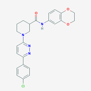 molecular formula C24H23ClN4O3 B2812891 1-(6-(4-chlorophenyl)pyridazin-3-yl)-N-(2,3-dihydrobenzo[b][1,4]dioxin-6-yl)piperidine-3-carboxamide CAS No. 1170067-03-4