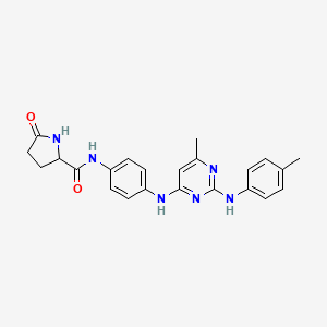 molecular formula C23H24N6O2 B2812892 N-(4-((6-methyl-2-(p-tolylamino)pyrimidin-4-yl)amino)phenyl)-5-oxopyrrolidine-2-carboxamide CAS No. 1257546-39-6